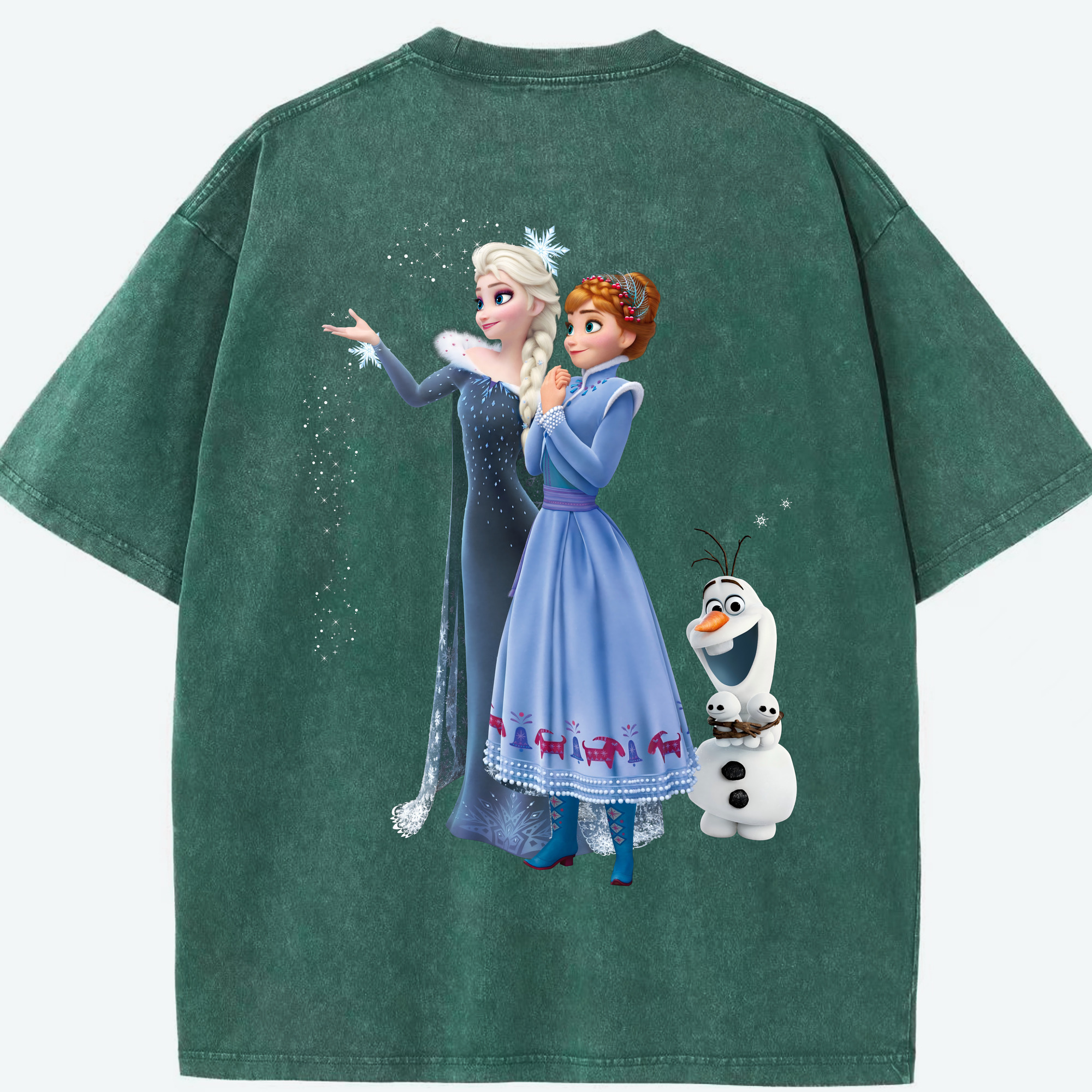 （画像用） アナと雪の女王 アンナ エルサ Frozen Anna Elsa 綿100% ヴィンテージ風 半袖Tシャツ（背面プリント）